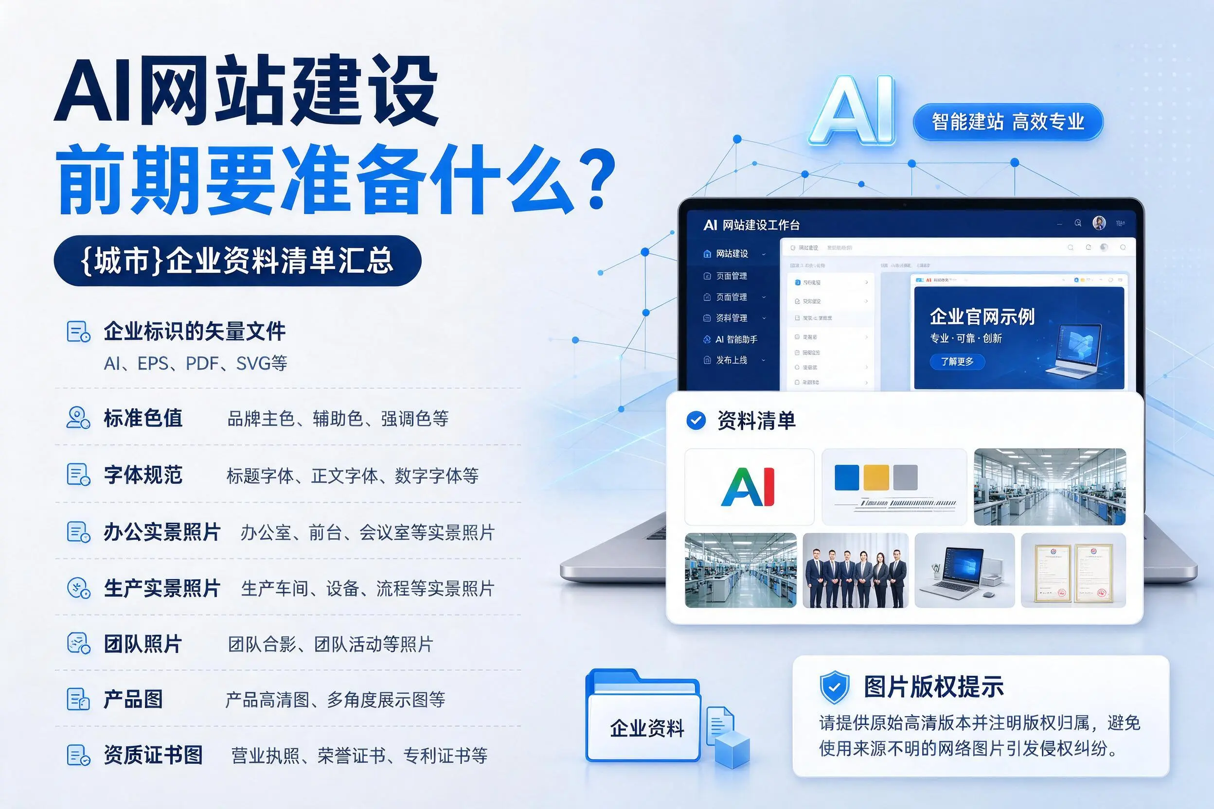 AI网站建设前期要准备什么?汕尾企业资料清单汇总